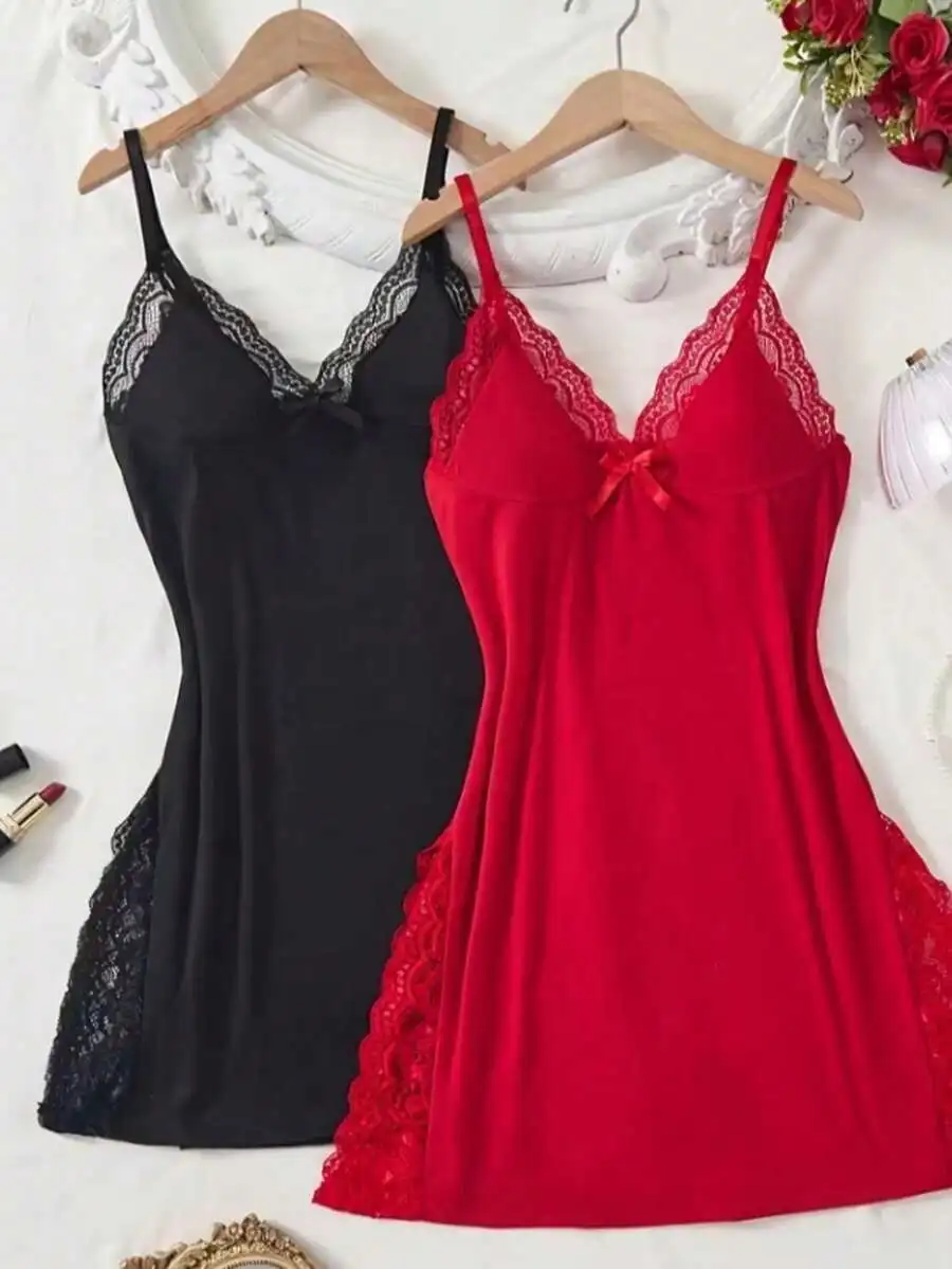 

Womens Lace Trim Sleeveless Nightgown Sleep Top Comfortable Soft Home Wear