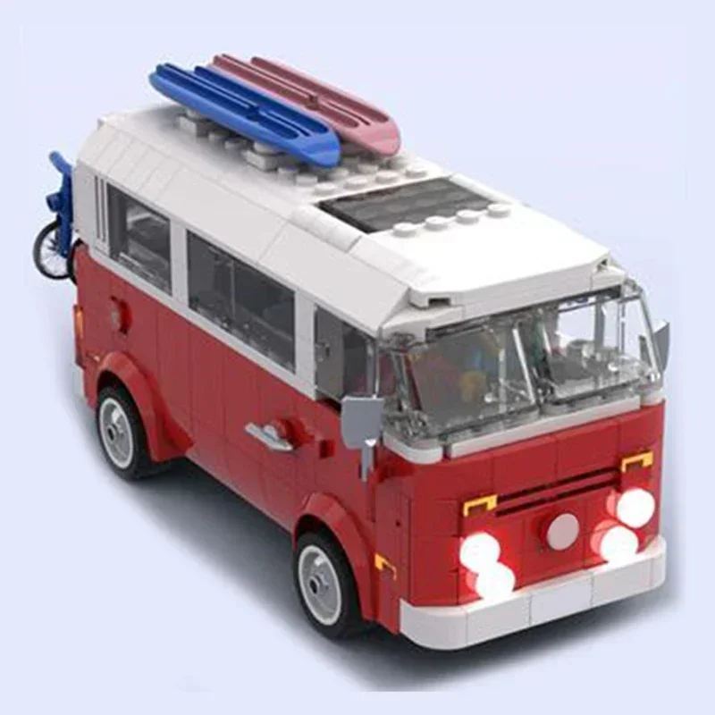 City Car Model Moc Building Bricks T2 Microbus Minivan Camper Technology Modular Blocks Gifts Christmas Toys DIY Sets Assembly