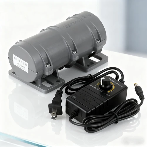 Mini motor vibratorio portátil 12V/24V 3800rpm 10W para sistemas de advertencia Cama de masaje Vibrador regulador de velocidad (con fuente de alimentación)