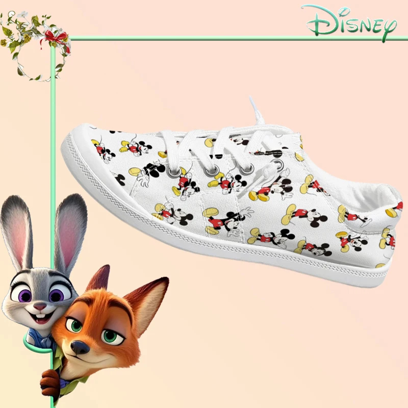 

Низкие кеды из канваса с мультяшным принтом Микки Мауса от Disney для женщин, повседневные дышащие кроссовки