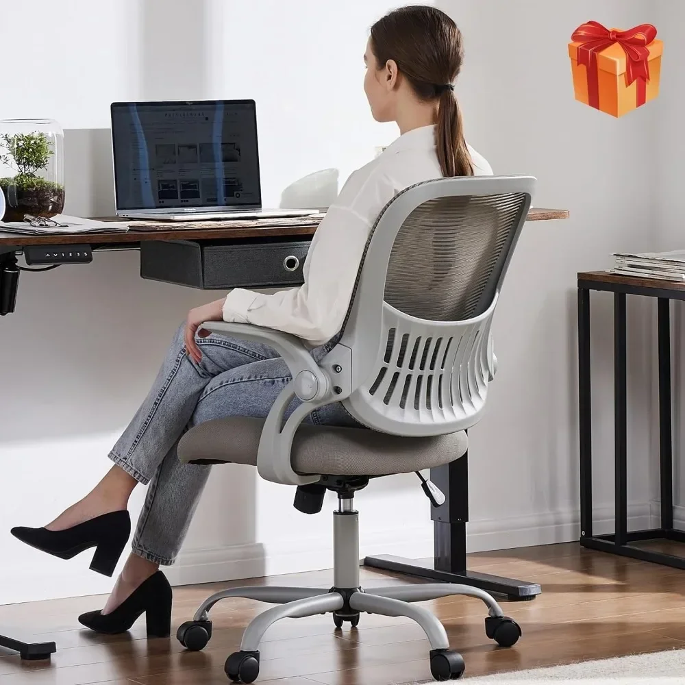 

office computer desk and chair, ergonomically designed middle back mesh rolling work rotating task chair