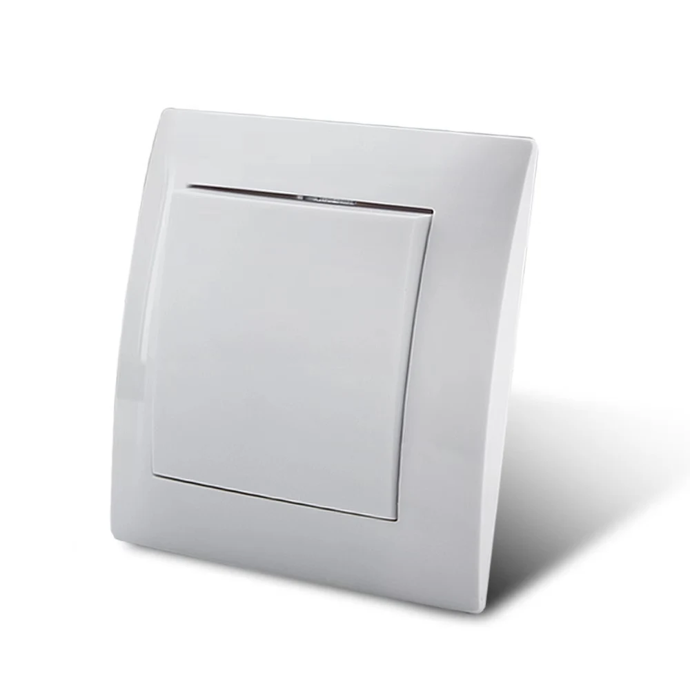 WESA White Classic Wall Light Switch Flame Retardant Plastic Panel 1 Gang 1 Way On / Off Rocker Switch 16A AC 250V 86mm*86mm