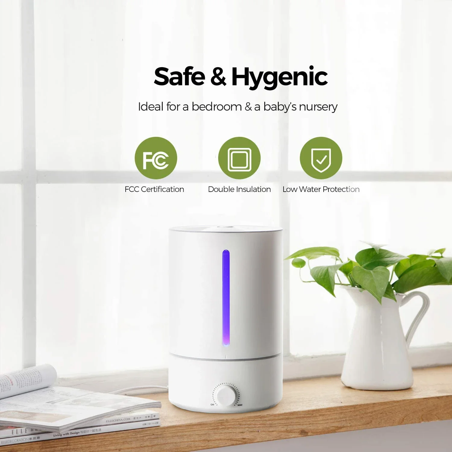 Humidificateur d'air à ultrasons portable, brumisateur, 5L