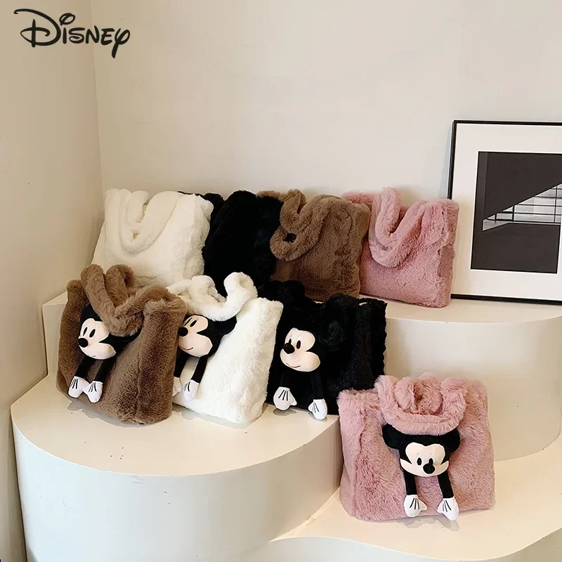 

Disney Mickey 2025 New Women's Doll Bag Fashionable High Quality Girls' Plush Doll Bag Cartoon Leisure Women's Storage Handbag