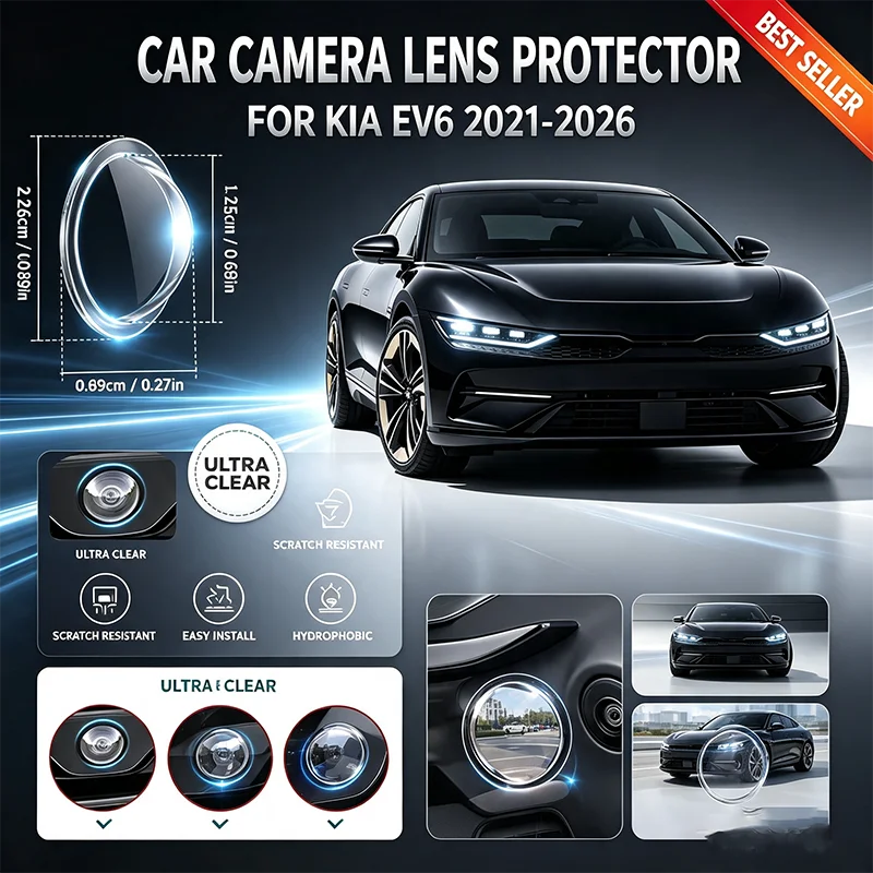 For KIA EV6 2021-2026 Car 360 Reverse Camera Lens Protective Cover 2Pcs HD PC Anti-Scratch Waterproof Easy Installation Auto Acc