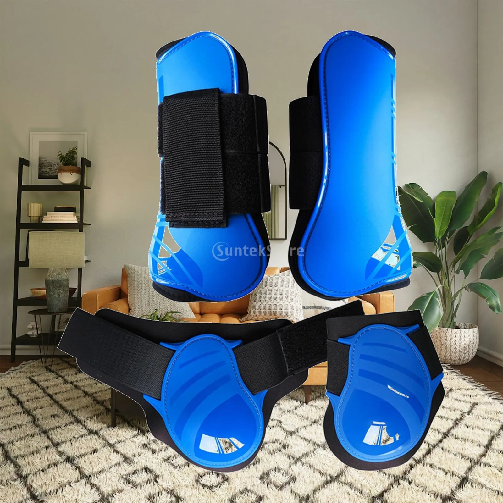 Protective Horse Leg Boots PU Neoprene Equine Jumping Boot Wraps Sports Gear for Performance Competition Horses