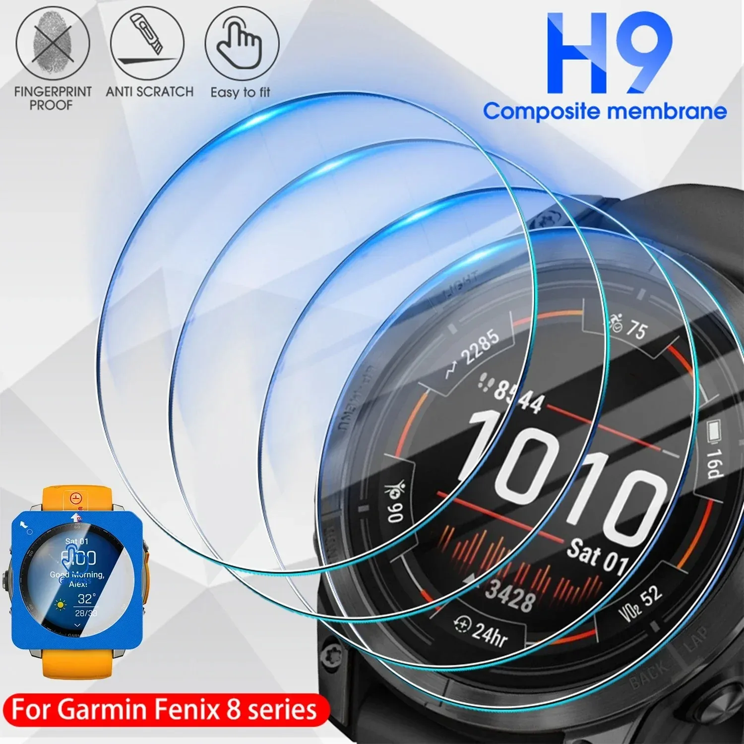 1–2 Stück einfach zu installierendes gehärtetes Glas für Garmin Fenix ​ ​ 8 43/47mm/51mm HD Anti-Kratz-Displayschutzfolien Uhrenfolien Zubehör