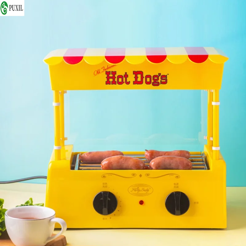 220V Electric Hot Dog Grill Sausage Machine Stainless Steel Automatic Commercial Chicken Wings Baking Barbecue Machine Home