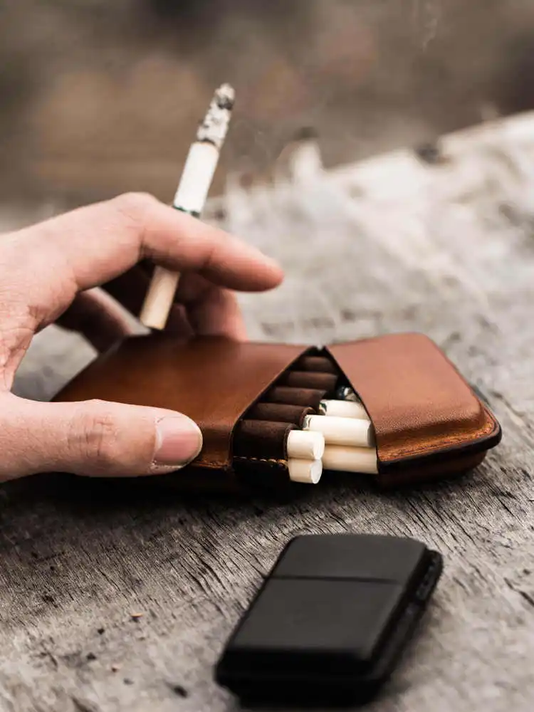 Boutique Cowhide Handmade Cigarette Box Lighter Holster Detachable Men\'s Creative Gift Soft Portable 10 Sticks Cigarettes Boxes