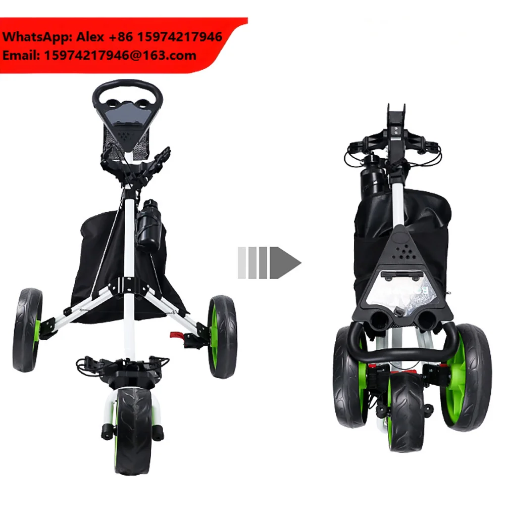 OEM Wholesale Lightweight Golf Trolley 3 Wheels Folding Golf Bag Trolley Custom Portable Moving Golf Push Trolley Push Cart