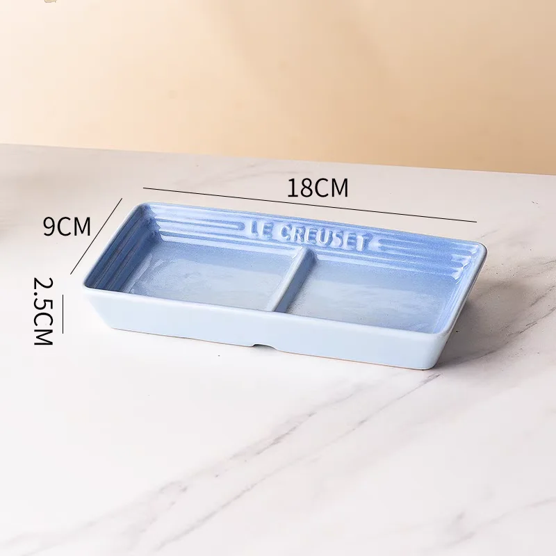 Plato Rectangular para Salsas de Cerámica de Color Frío Le Creuset, Plato para Condimentos de Estilo Japonés, Plato Pequeño p...
