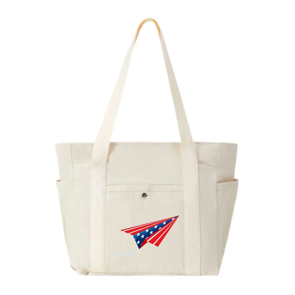 

American plane Design Multi-Pocket Shoulder Bag Streetwear Tote