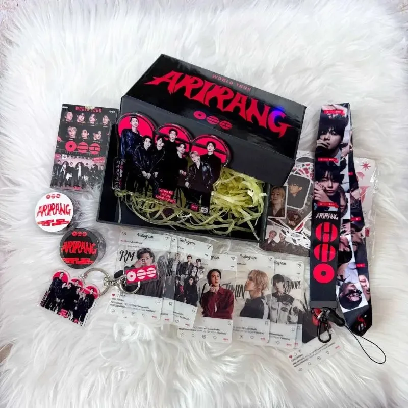 BTS Arirang World Tour Complete Collection Gift Box Kpop Decor Set Acrylic Stand Lanyard Keyring Lomo Cards Stickers Washi Tape view 4