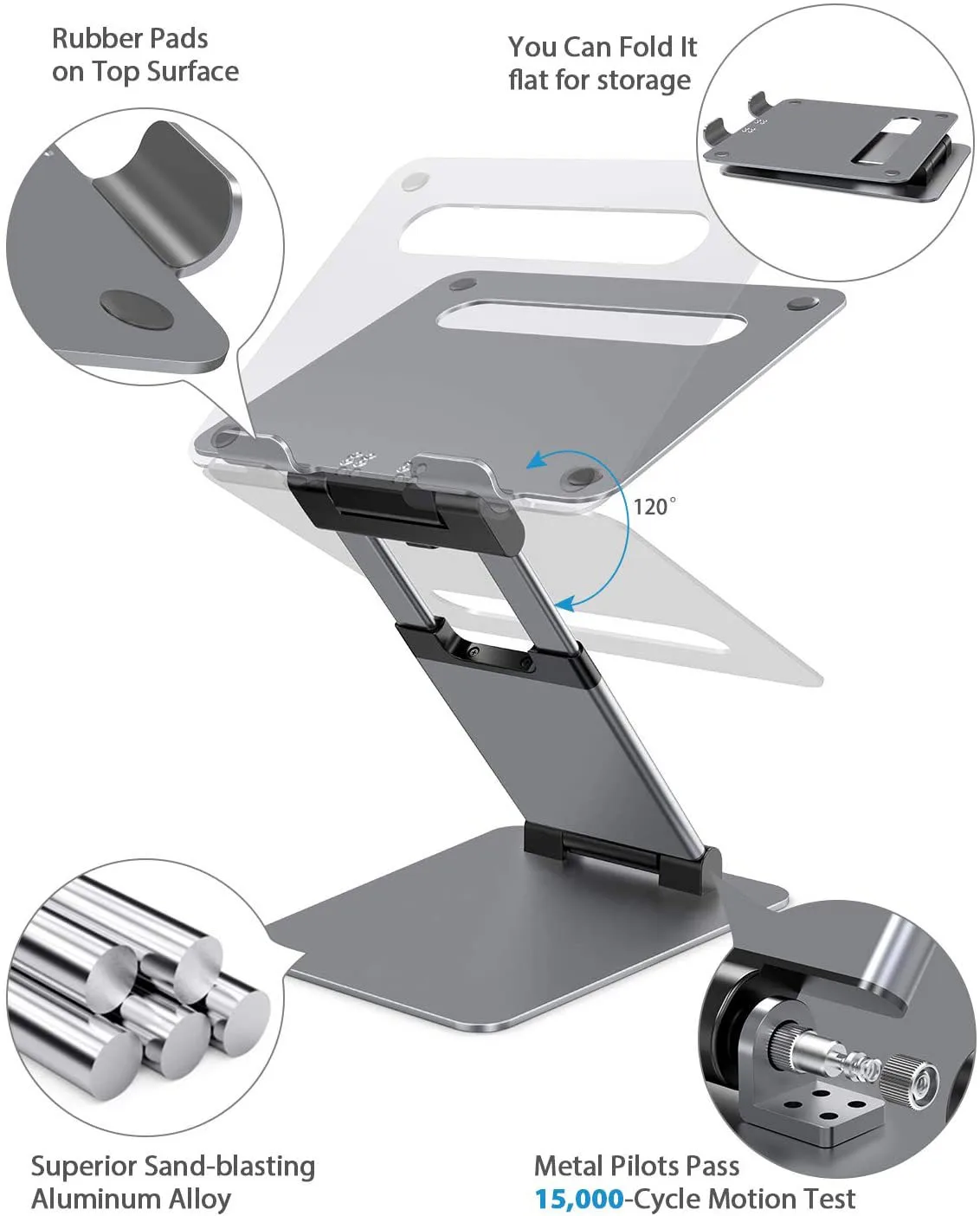 Height Angle Adjustable Ergonomic Sit To Stand Laptop Holder Converter Aluminum Laptop Stand