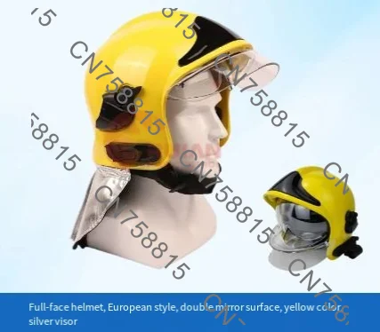 Fireproof full helmet, European double mirror helmet, gold-plated, pressure-resistant safety helmet
