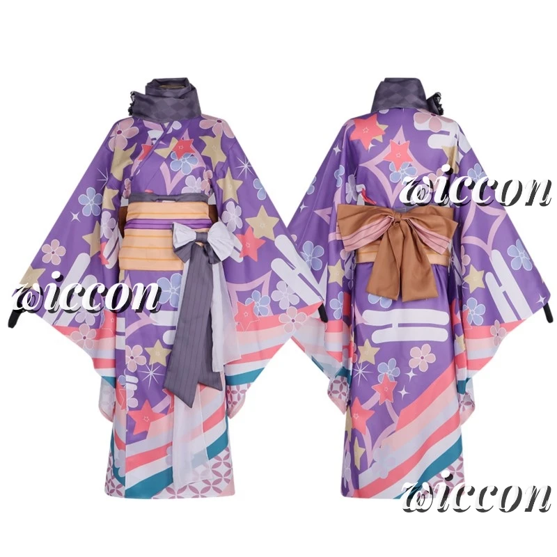 Anime Akemi Homura Cosplay Kimono Puella Magi Madoka Magica Costume Stampato Uniforme Vestito Parrucca Set Gioco di Partito Vestito per Le Donne