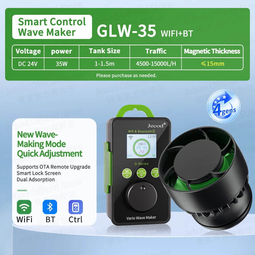 Jebao/Jecod GLW Serie OTA Technologie Wavepomp Ondersteunt BT en WiFi Stille Werking Voor Zoetwater Zoutwater Aquarium