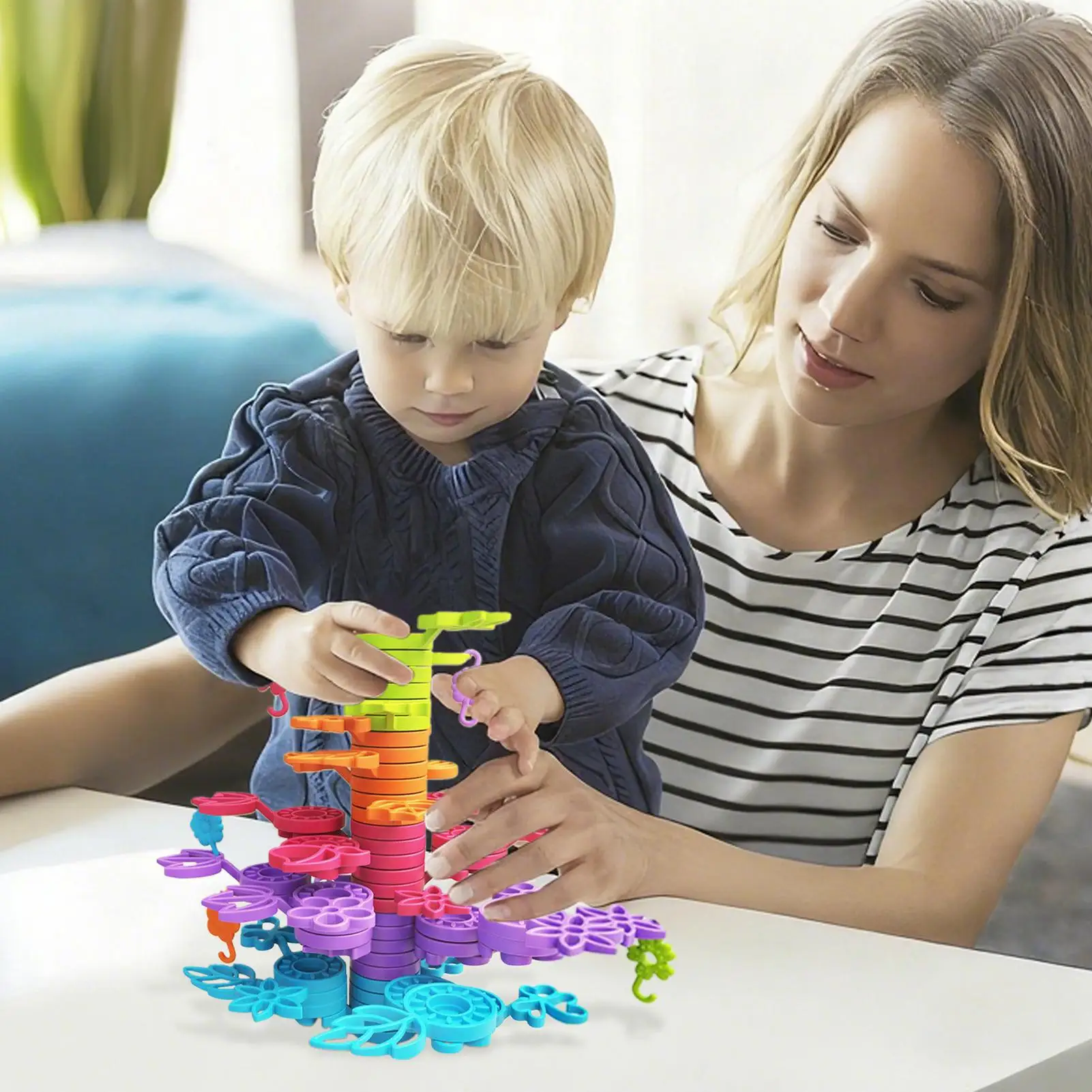 ตัวต่อบล็อกของเล่นเสริมพัฒนาการสำหรับเด็กผู้ชาย อายุ 3 ปี อนุบาล ชั้นเรียน บ้าน ของขวัญวันเกิด วันคริสต์มาส