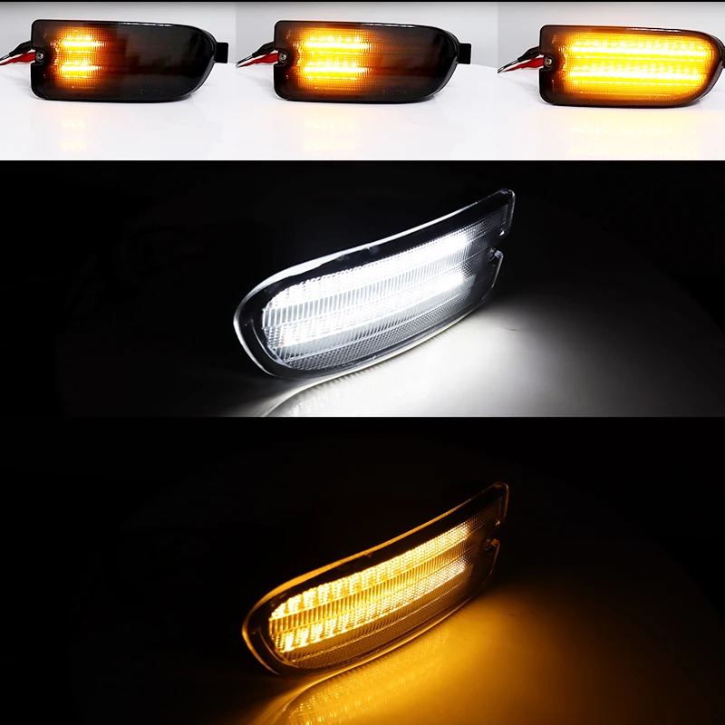 2pcs Car Front Bumper Sequential Amber Turn Signals Lights Assembly For Subaru Impreza RS Coupe White LED Parking/DRL 1999-2001