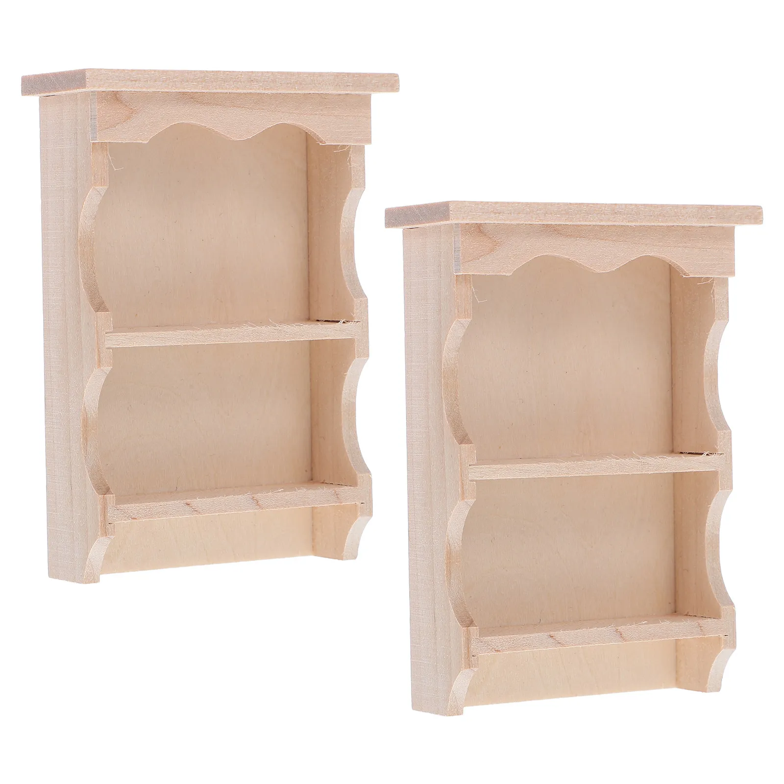 

2Pcs Realistic Rustic Wooden Wall Cabinet Vintage Hanging Storage for Miniature Kitchen Living Room Scenes Dollhouse Furniture