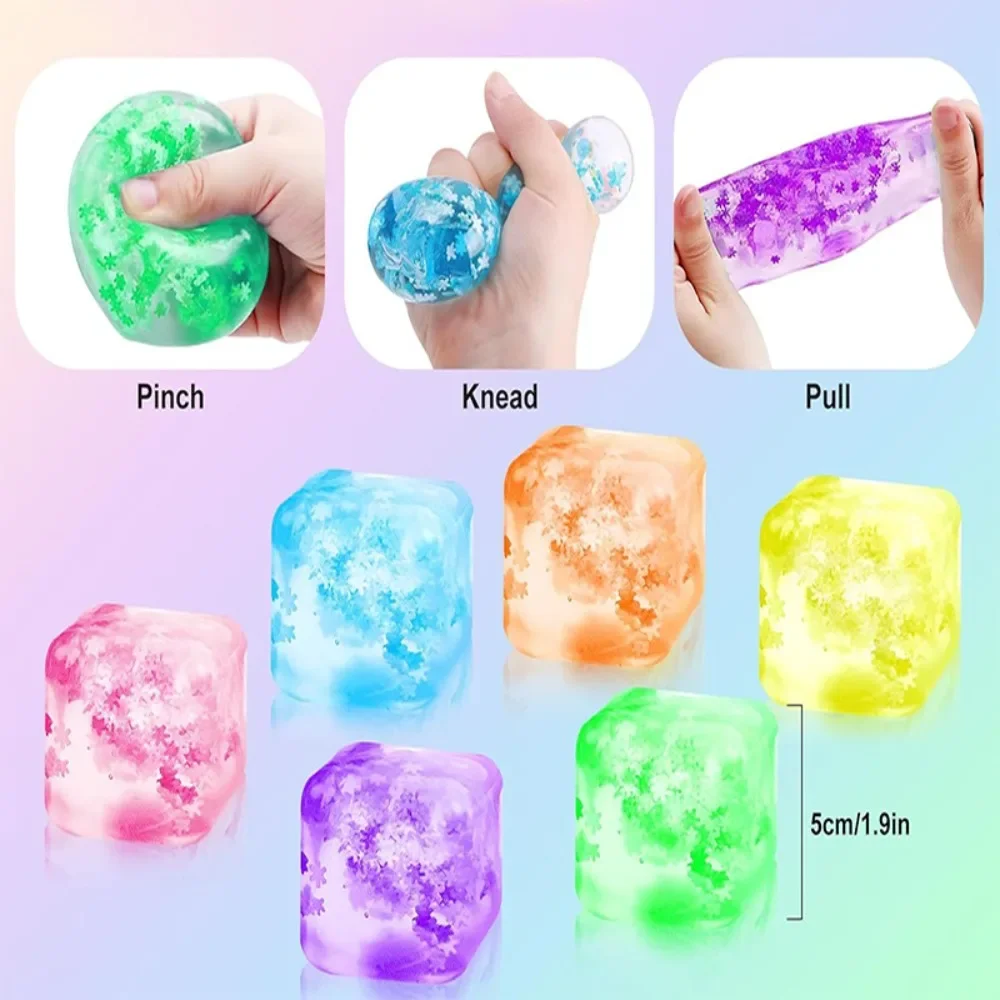 Regalo 5*5cm cubo de hielo pellizco juguete alivio del estrés Mochi bloque de hielo transparente forma de Tofu juguete sensorial niños