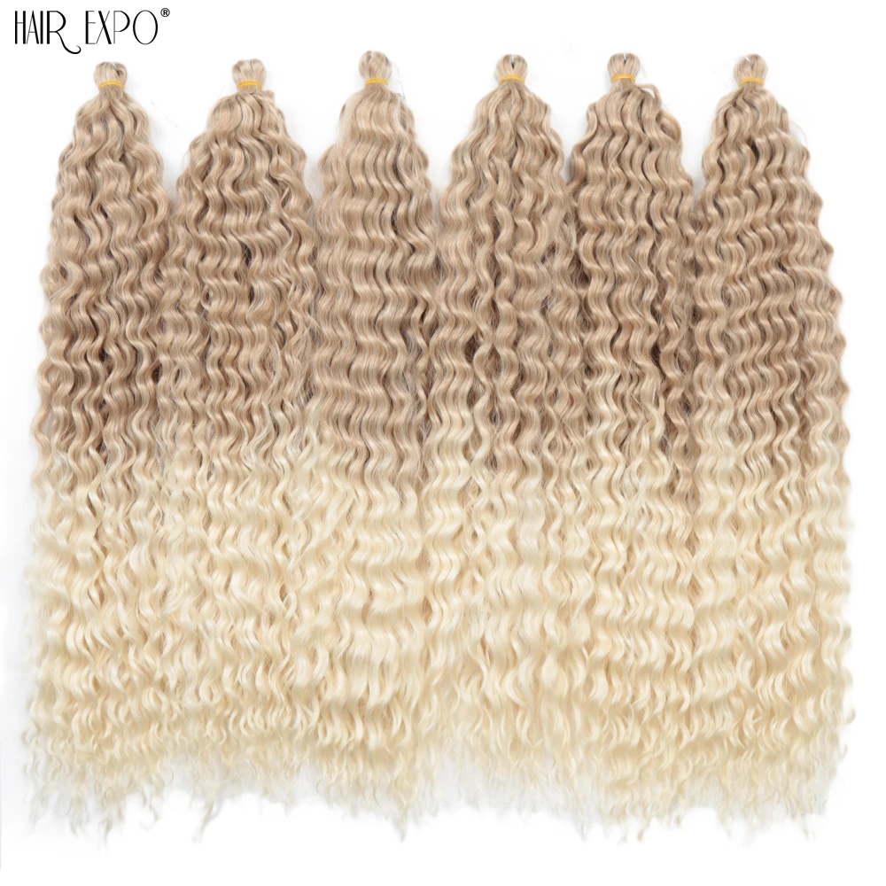 22" Ariel Curl Häkelhaar Synthetische Tiefe Welle Geflecht Haarverlängerung Ombre Ariel Curl Haar Weiche Wasserwelle Twist Haar Blond Rosa – Detail 16