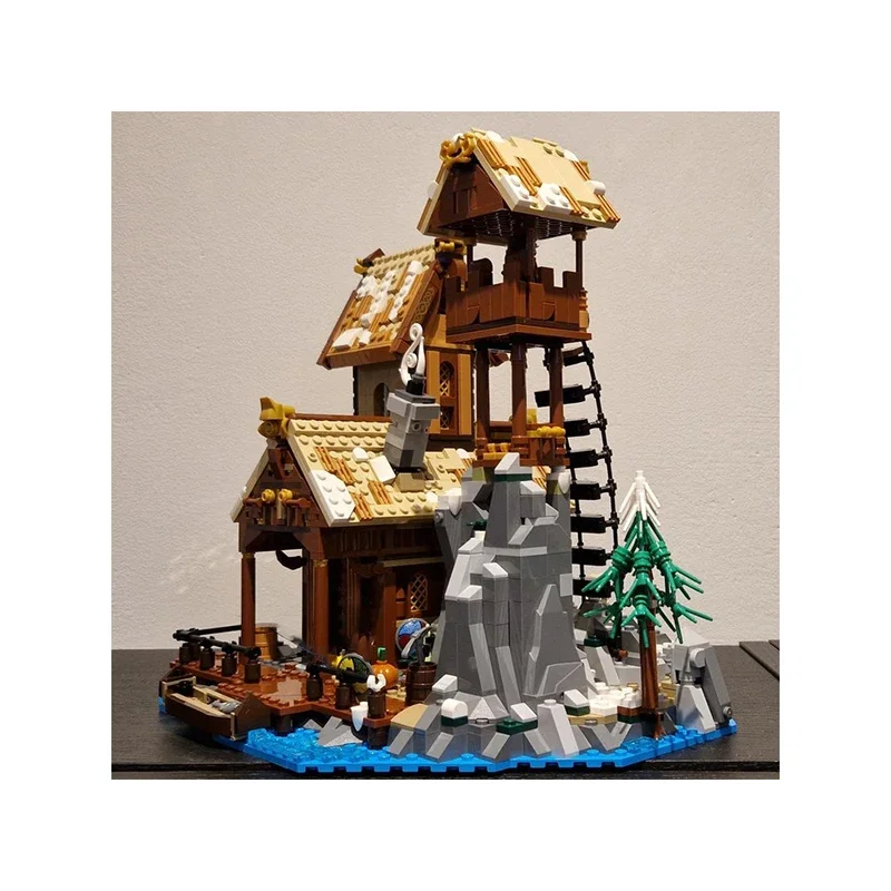 Blocs de construction Moc, maison de Port Viking, technologie, briques modulaires, modèle cadeaux, jouets de noël, ensembles de bricolage, assemblage
