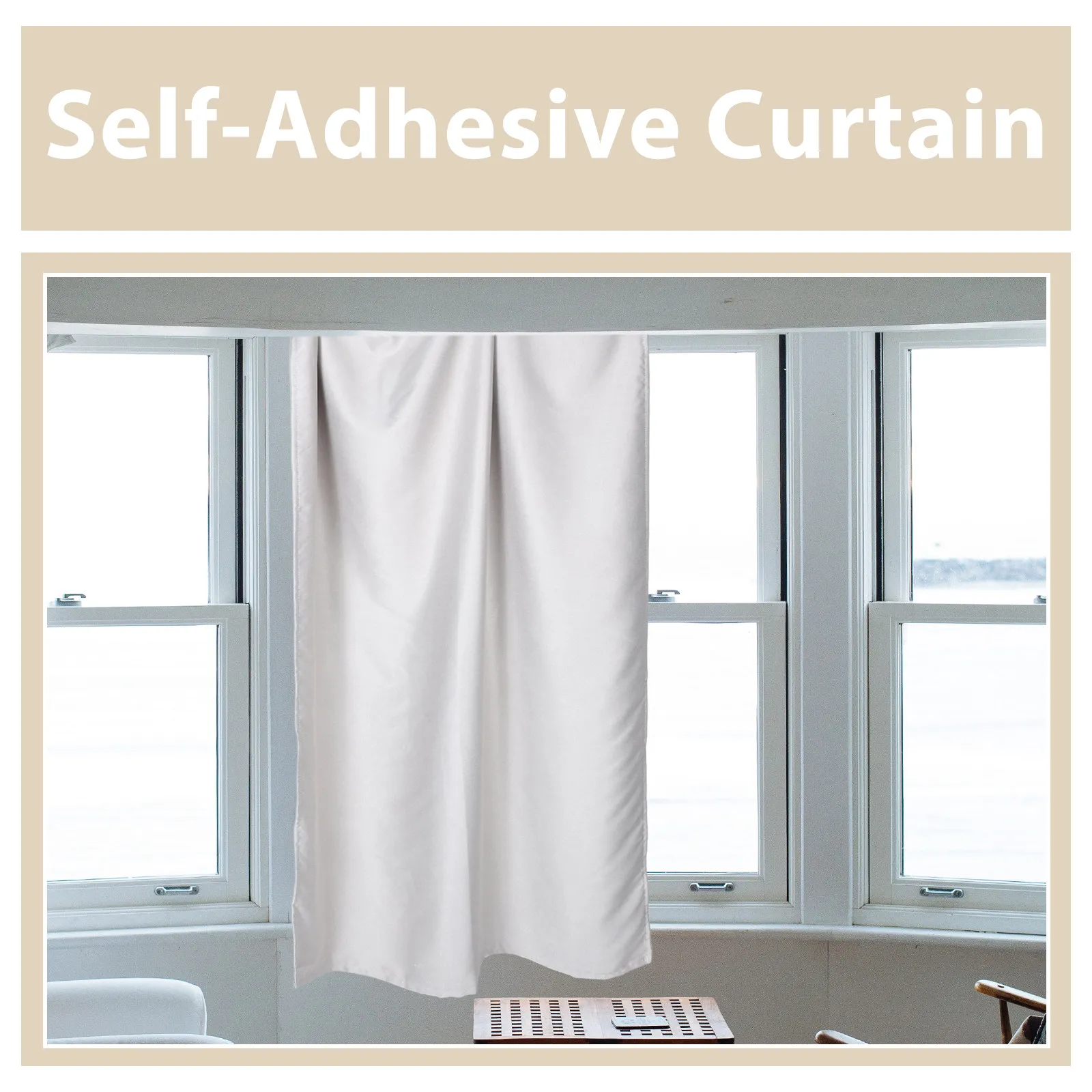 Self Adhesive Blackout Curtain for Bedroom Light Blocking Window Drapes Sun Blocking Room Darkening Nursery Living Room Hotel view 2