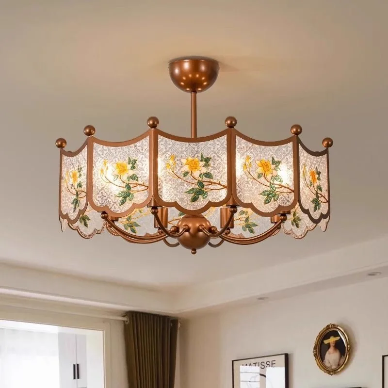 Medieval style living room chandelier New Chinese style bedroom study lamp