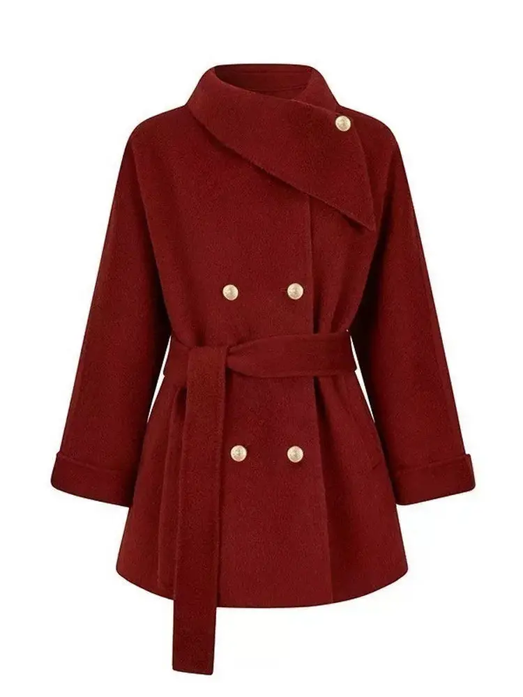 

Новое шерстяное пальто-накидка Bla Hepburn Sle ort для женщин, осенне-зимнее, утепленное, из твида, с эффектом высокого качества, коллекция 2026 года