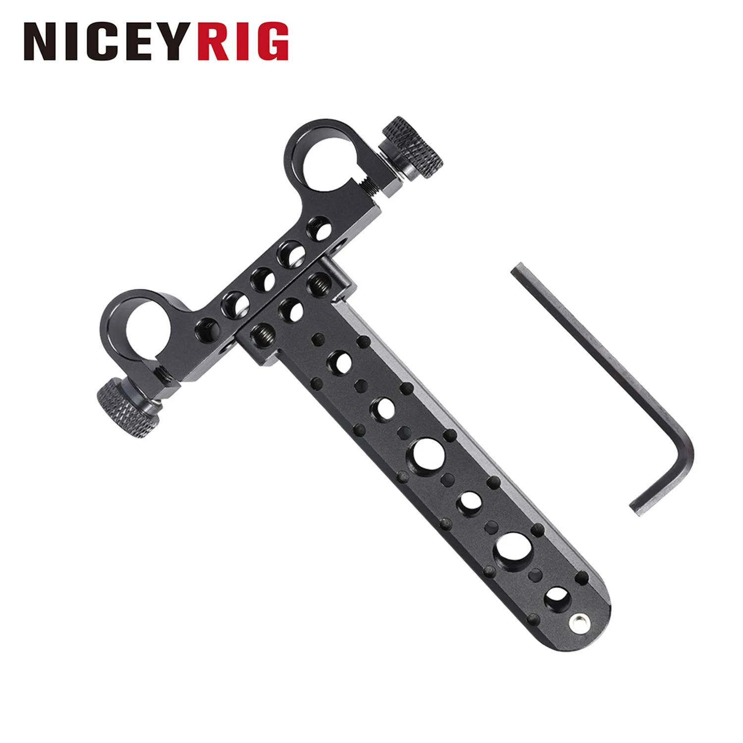 NICEYRIG Nato Rail with 15MM Dual Rod Clamp and 1/4 & 3/8 Arri Locating Holes for Camera Accessories Extension