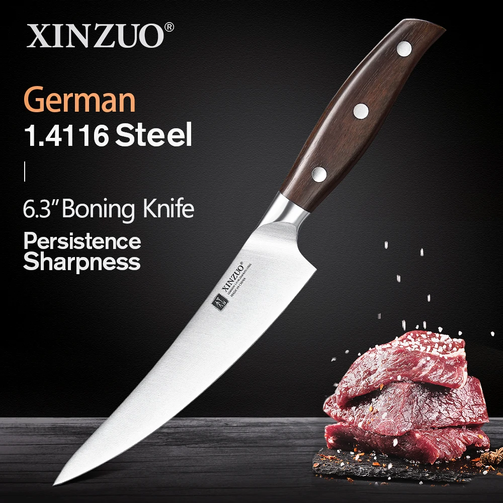 XINZUO 6.3'' Boning Fish Fillet Knife Forged Steel Chef Knife Kitchen Slicing Cutting Meat Deboning Knives Red Sandalwood Handle