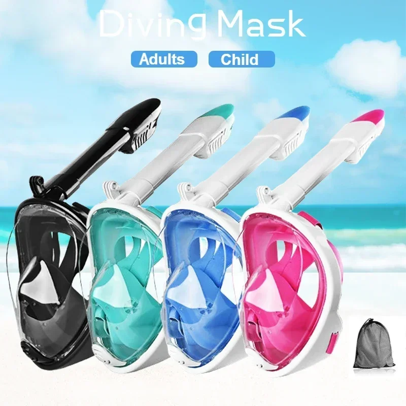 Underwater Snorkeling Full Face Children Swimming Mask Set Scuba Diving Respirator Masks Anti Fog Safe Breathing for Kids Adult