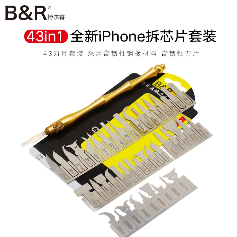 43 IN 1 Kit CPU Blade CPU NAND IC Chip Glue Remover Untra Thin Edge Scrapper untuk Iphone Motherboard Alat Perbaikan Solder