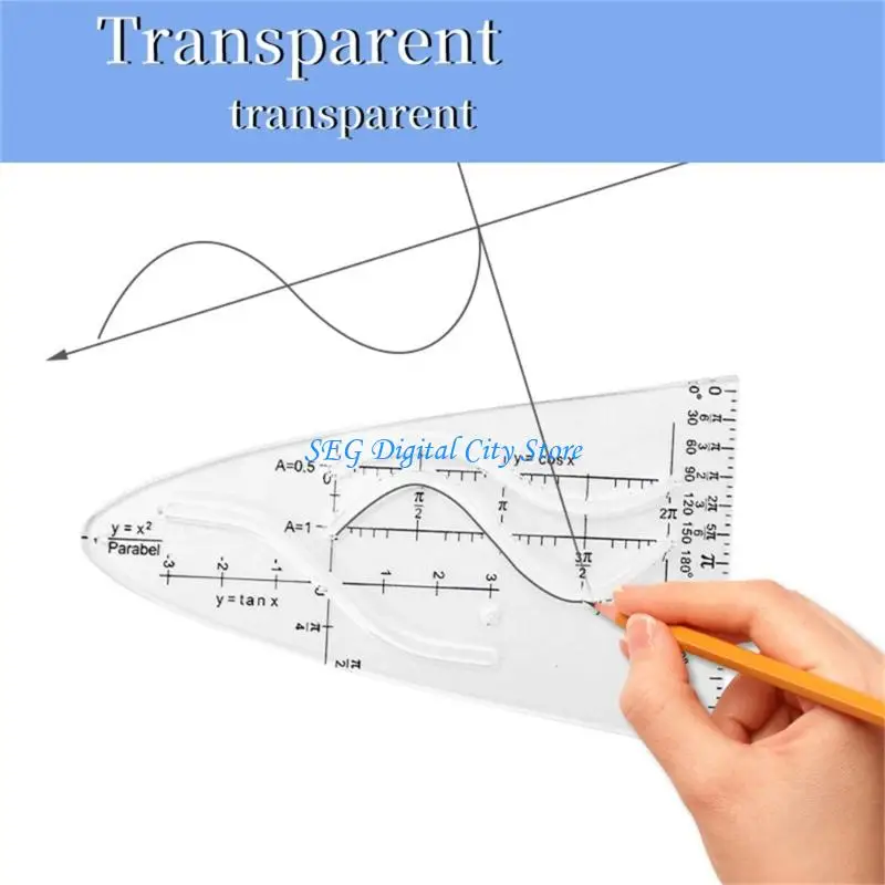 U75B Ergonomic Cosine Geometry Ruler Parabolic Stencil Cosine Ruler For Students And STEM Professional