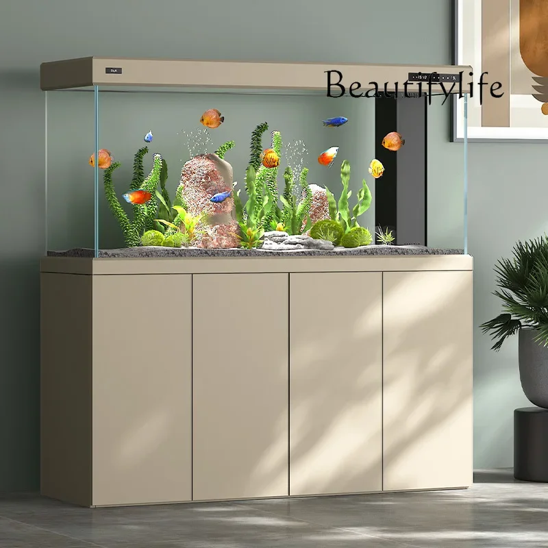 Nordic light luxury ultra-white glass living room household fish farming intelligent ecological bottom filter aquarium