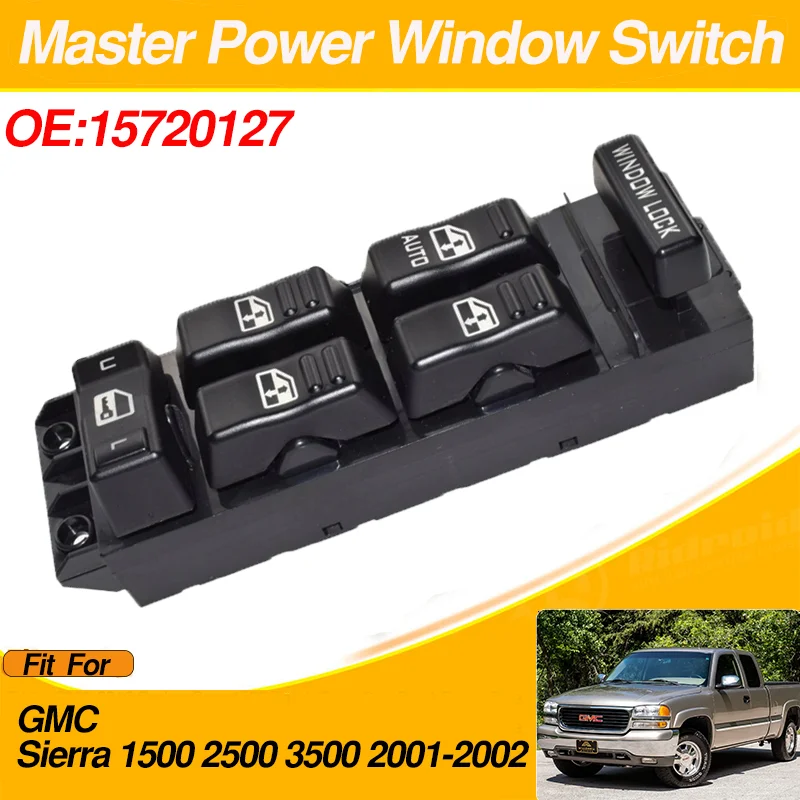 

Кнопка управления окном главного питания 15720127 12 + 8 штырьков для GMC Sierra 1500 2500 3500 2001 2002