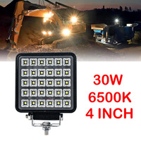 30W High brightness Flood light 4inch Square LED Work Light With Waterproof Switch Excavator Arm Light Truck Modified Headlight