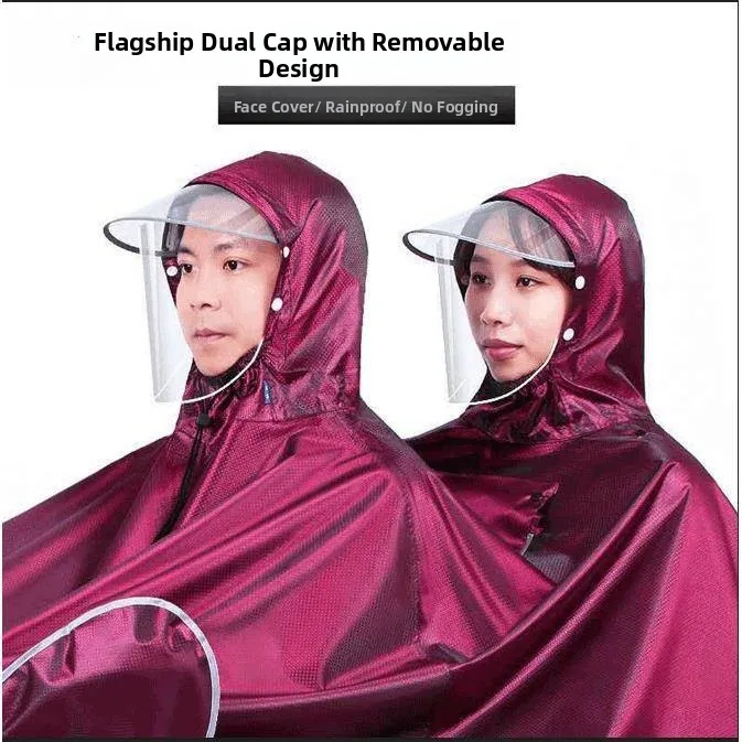 

Huge Motorcycle Raincoat with Hood Double Person Umbrella Rain Gear Waterproof Cycling Raincoat ex Adult Kids Rain Jaet