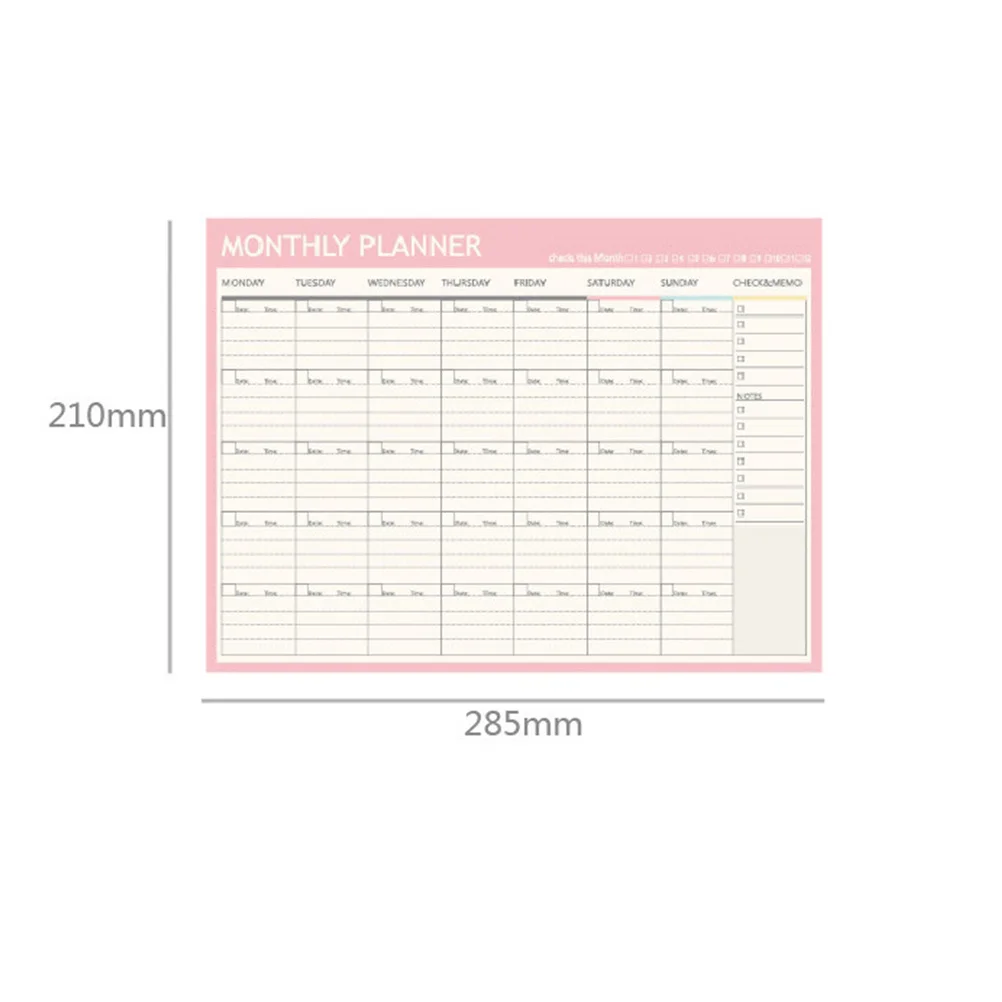 

3pcs Monthly Planner Memo Pad 80 Sheets Pink Notepad For School Office Supplies Appointment Checklist Organizer Bulk Print