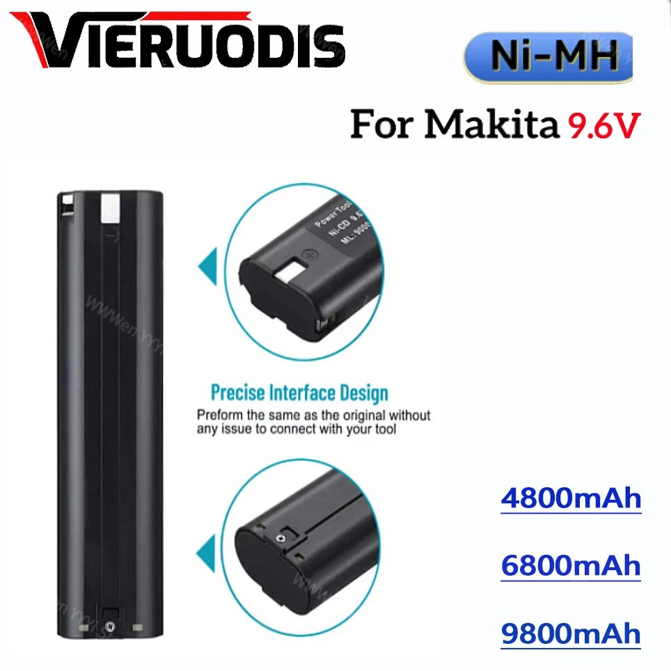 New 100% For makita 9.6V 6800mAh Ni-MH Rechargeable Replacement Battery For Makita 9000 9001 9002 9033 9600 Power Tools battery