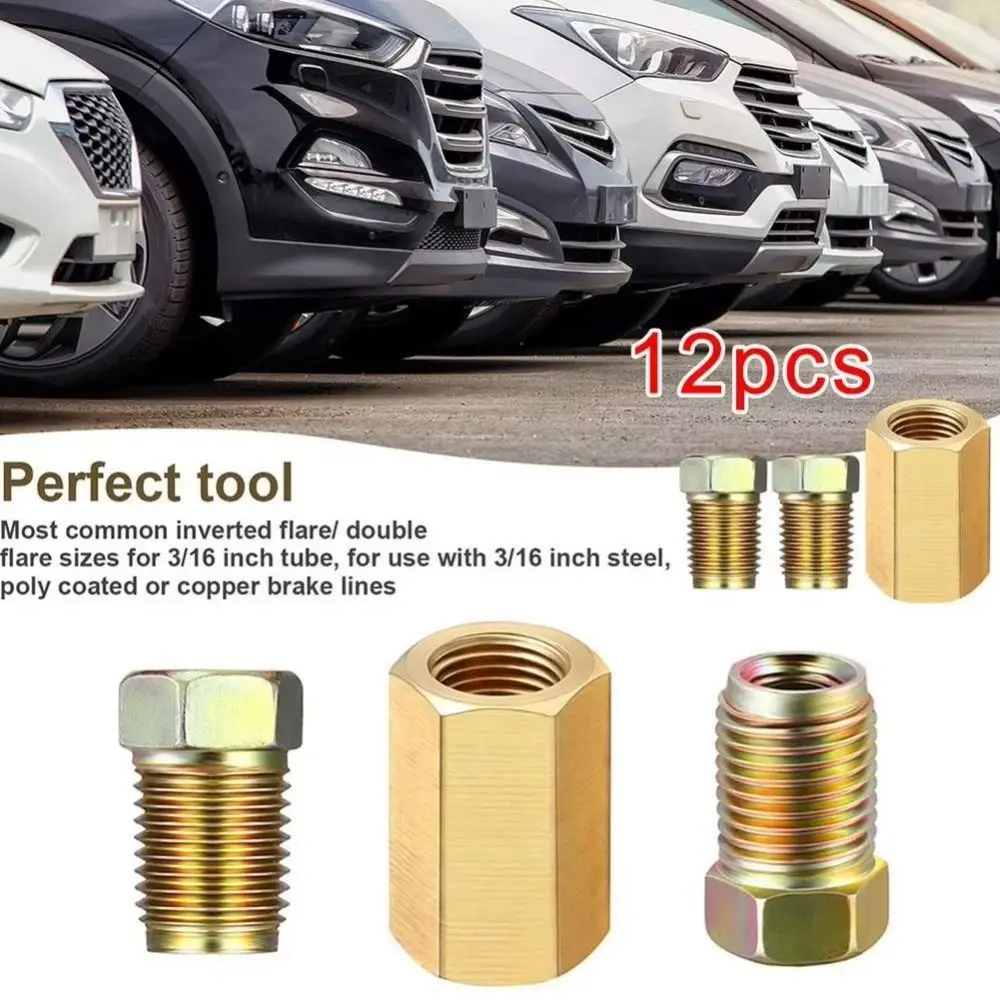 Fitting Assortment Brass Brake Line Fitting 3/8 Inch-24 Threads Hexagon Inverted Flare Fitting Brake Pipe Adapter