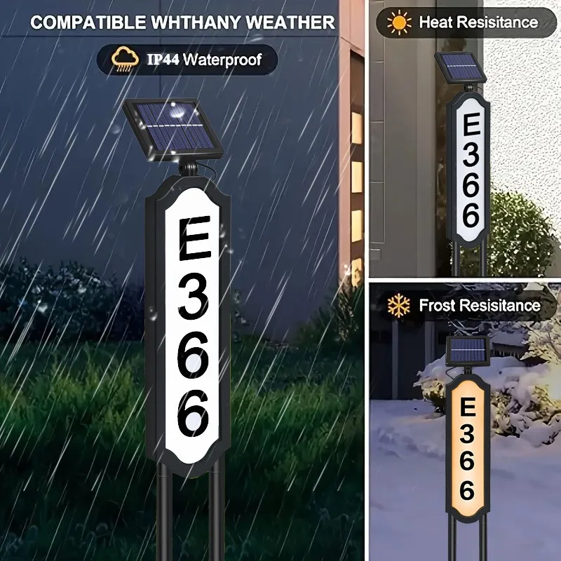 1 Sets of Solar House Number Lights, Color-Changing Solar Address Indicator Lights, Waterproof LED Door Signs Suitable for Use in Courtyards, Gardens, Driveways and Commercial Areas, Easy-to-Install Household and Residential Solar Lighting