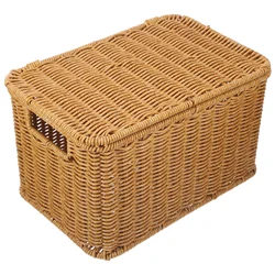 Woven Storage Box Wicker Basket Baskets Ratan Rattan Hamper with Lid Clothing Receiving Clothes Large