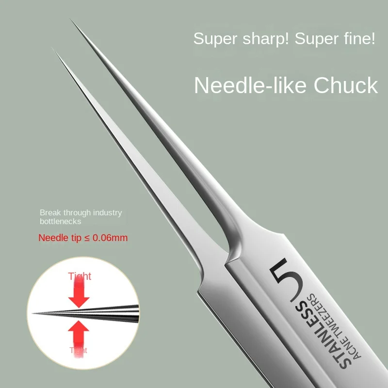 German Ultra-fine No. 5 Cell Pimples Blackhead Clip Tweezers Beauty Salon Special Scraping & Closing Artifact Acne Needle Tool