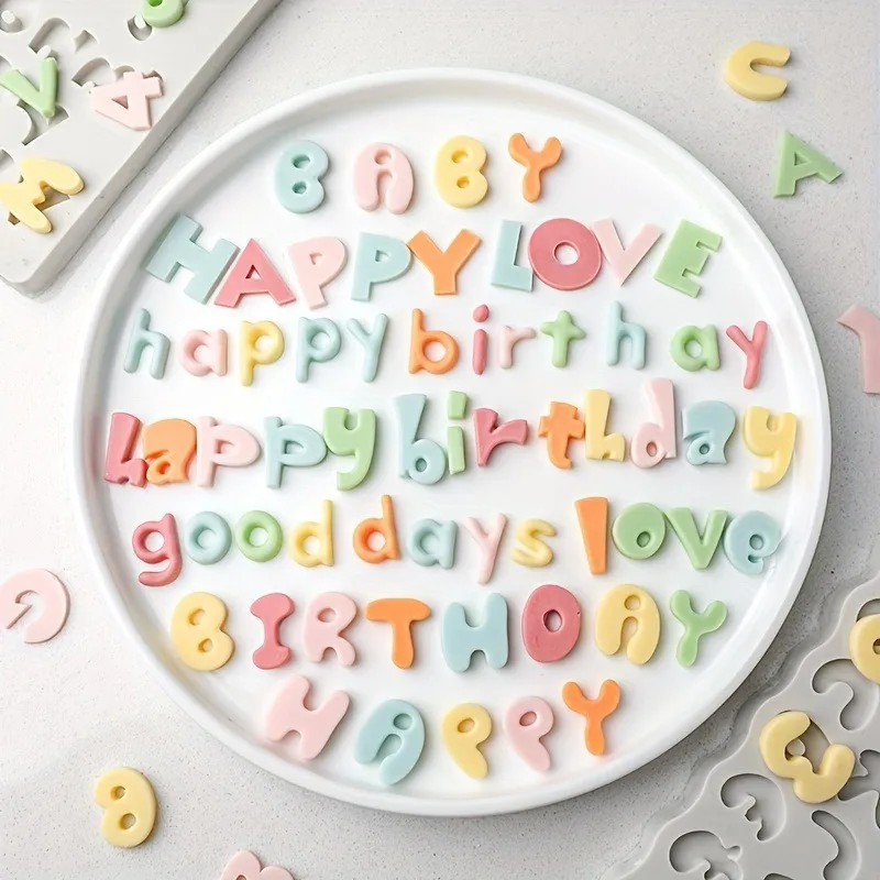 1pcSmall Write English Alphabet Number Fondant Silicone Mold Lowercase Letters Sugarcraft Cupcake Baking Mold CakeDecoratingTool