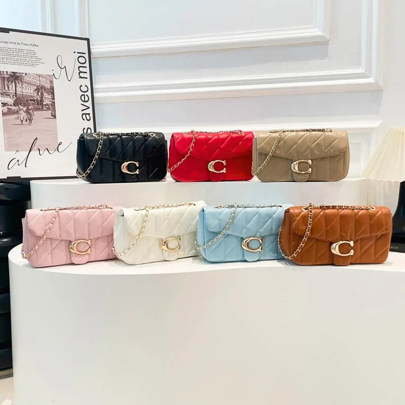 Bolsa de Ombro Transversal de Alta Qualidade com Corrente, Estilo Elegante, Nova Moda 2026, Versátil para o Dia a Dia, com Padrão Losango e Detalhes de Estilo Clássico