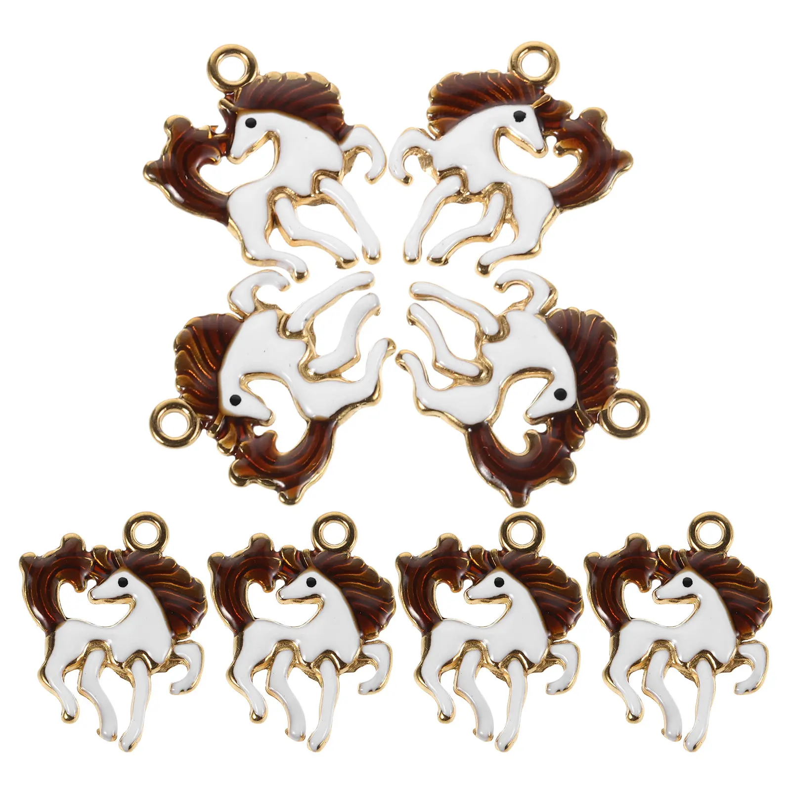 

Набор из 8 подвесок-животных из нержавеющей стали: лошади с яркой эмалью, миниатюрные аксессуары для рукоделия и создания украшений своими руками