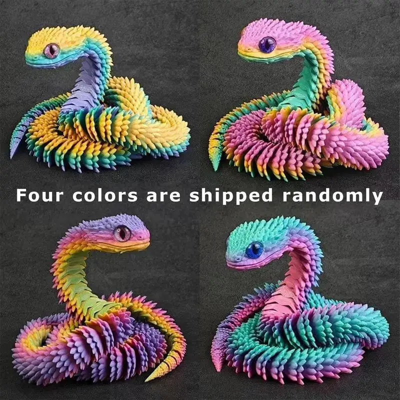 3d impresso cobra flexível articulações de corpo inteiro simulação móvel animal brilhante brinquedo modelo casa acessórios mesa presente para crianças