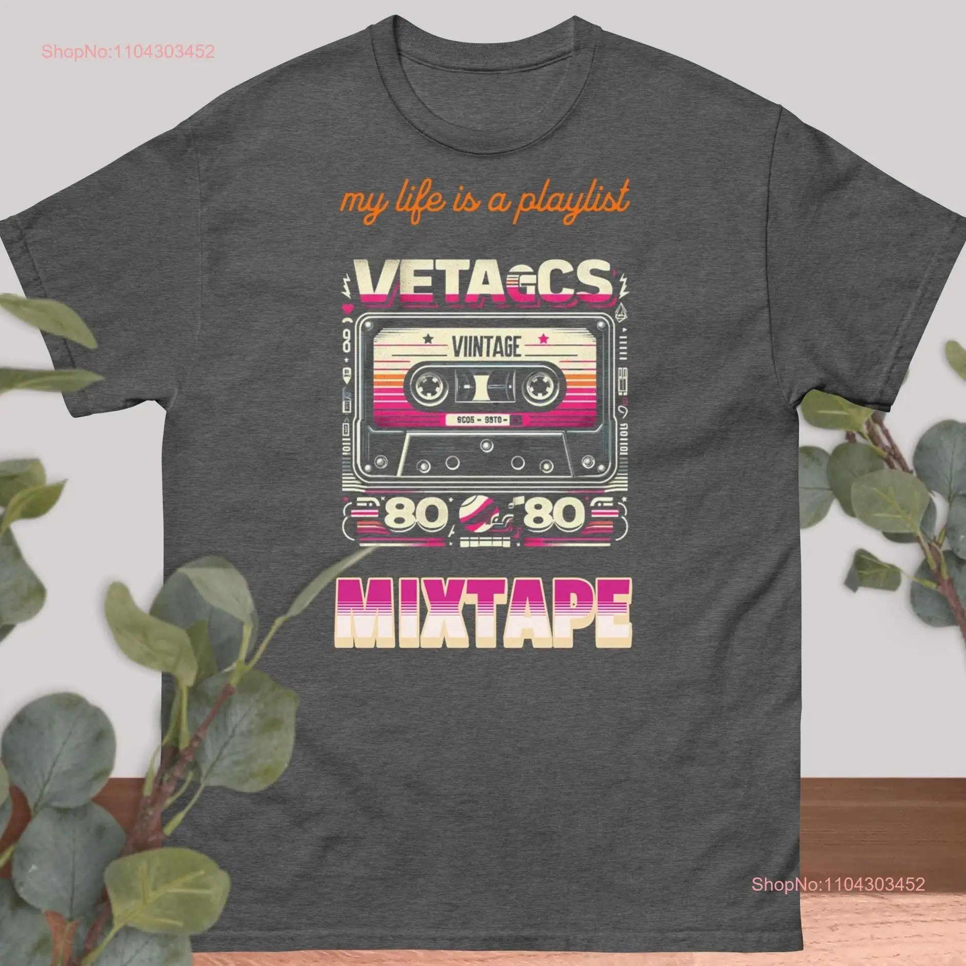 Retro 80s Cassette Mixtape T Shirt My Life is a tee Nostalgic Vintage for Her Him long or short sleeves